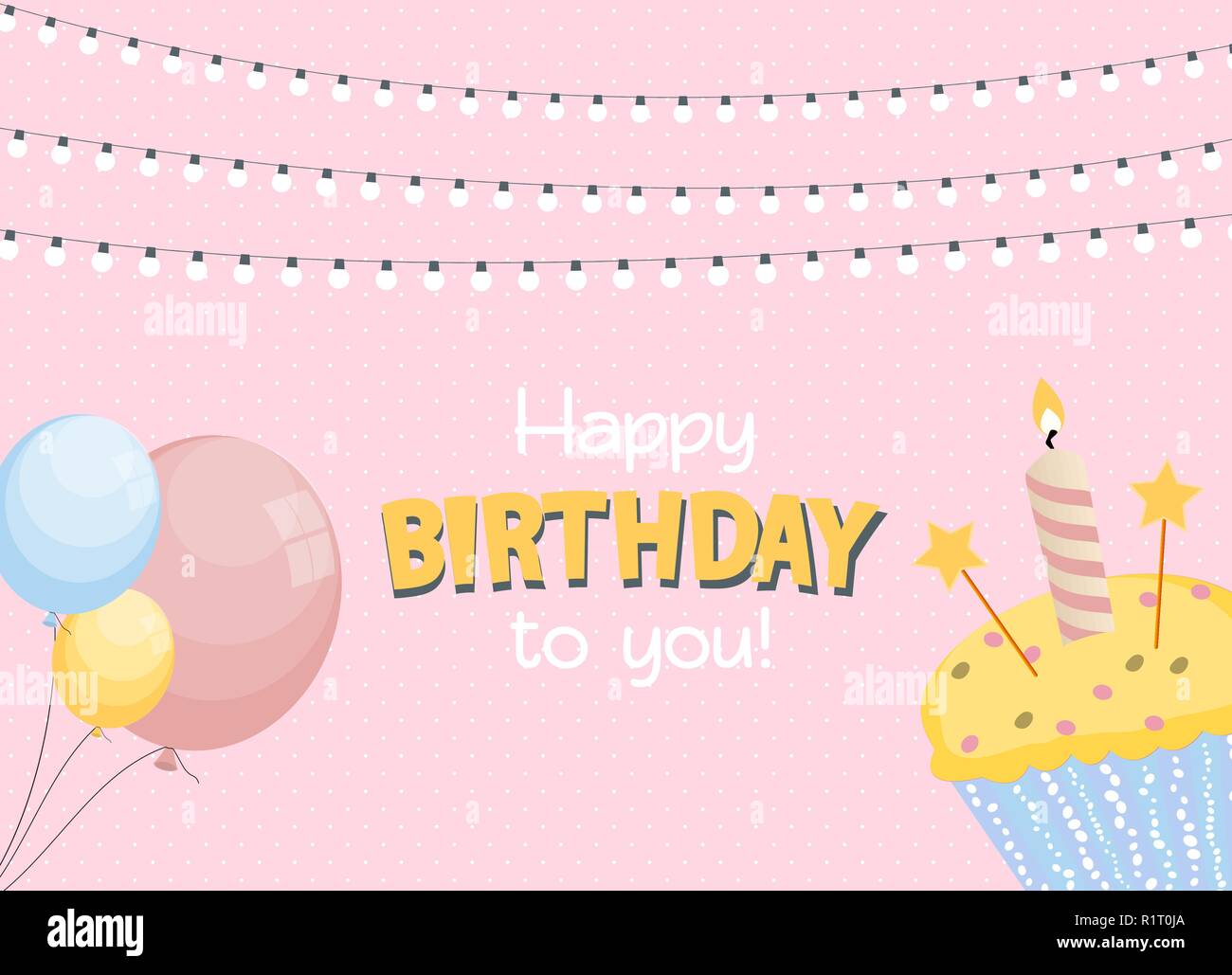 Happy Birthday Card Baner Background with Cake. Vector Illustration ...