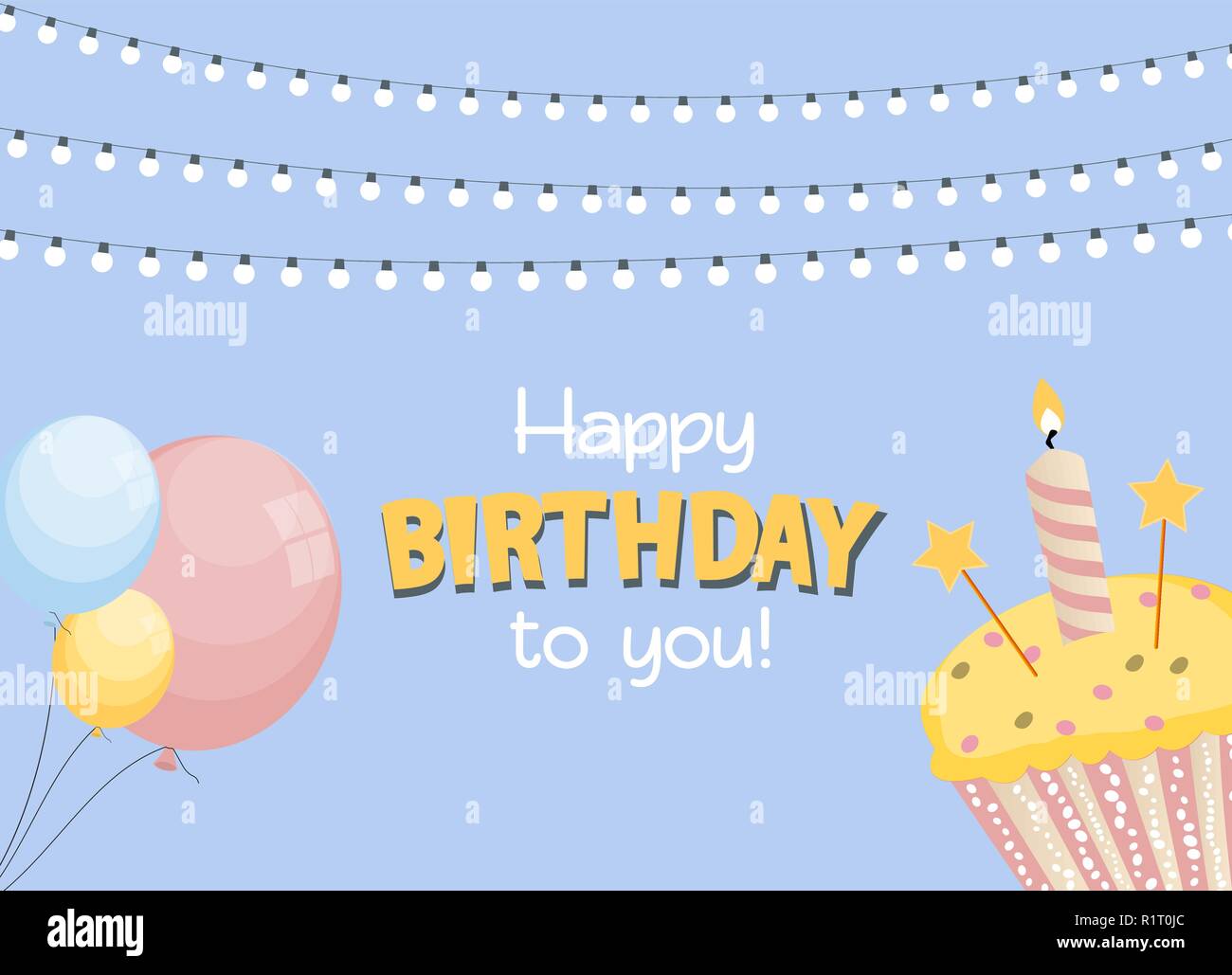 Happy Birthday Card Baner Background with Cake. Vector Illustration ...