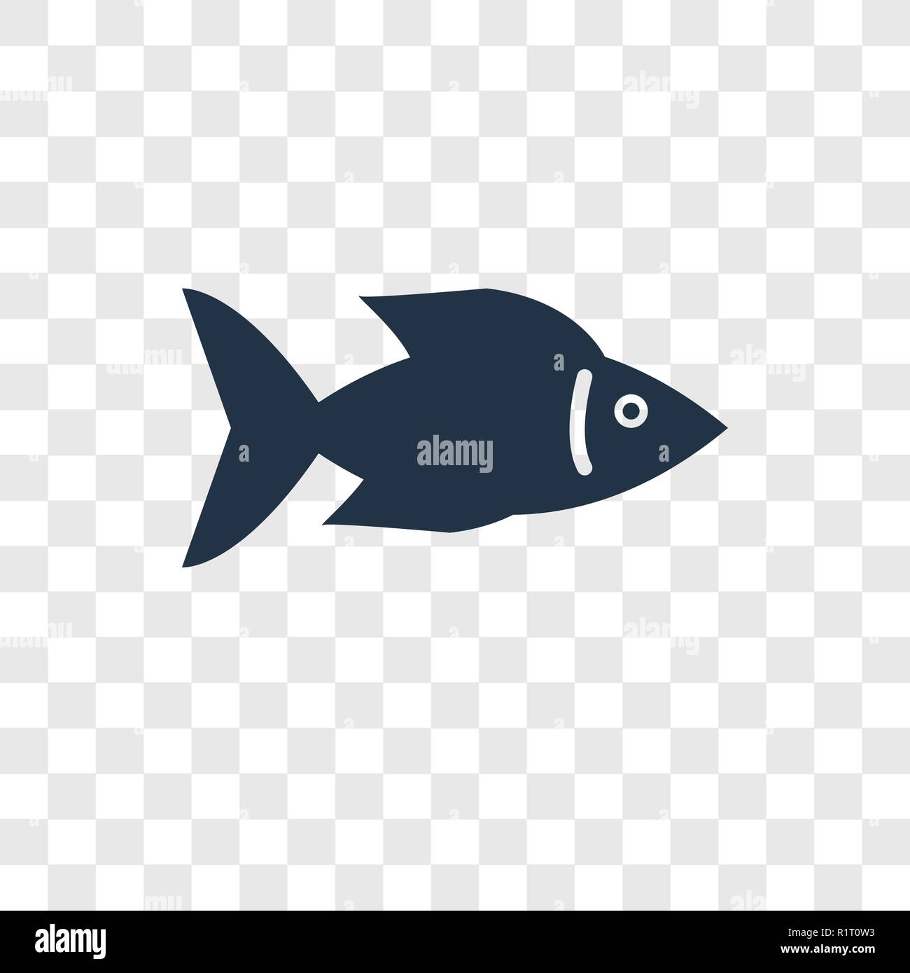 Fish Facing Right vector icon isolated on transparent background, Fish ...
