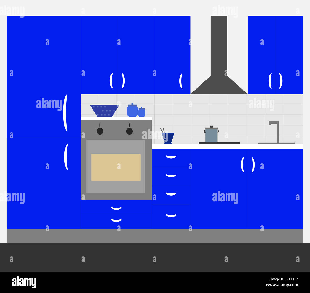 A modern cobalt blue kitchen Stock Photo - Alamy