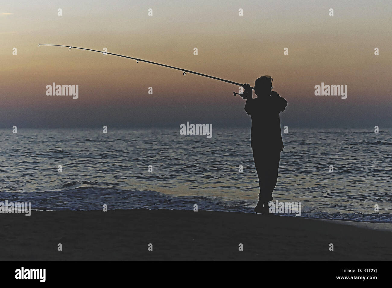 Fishing rod silhouette vector hi-res stock photography and images - Alamy