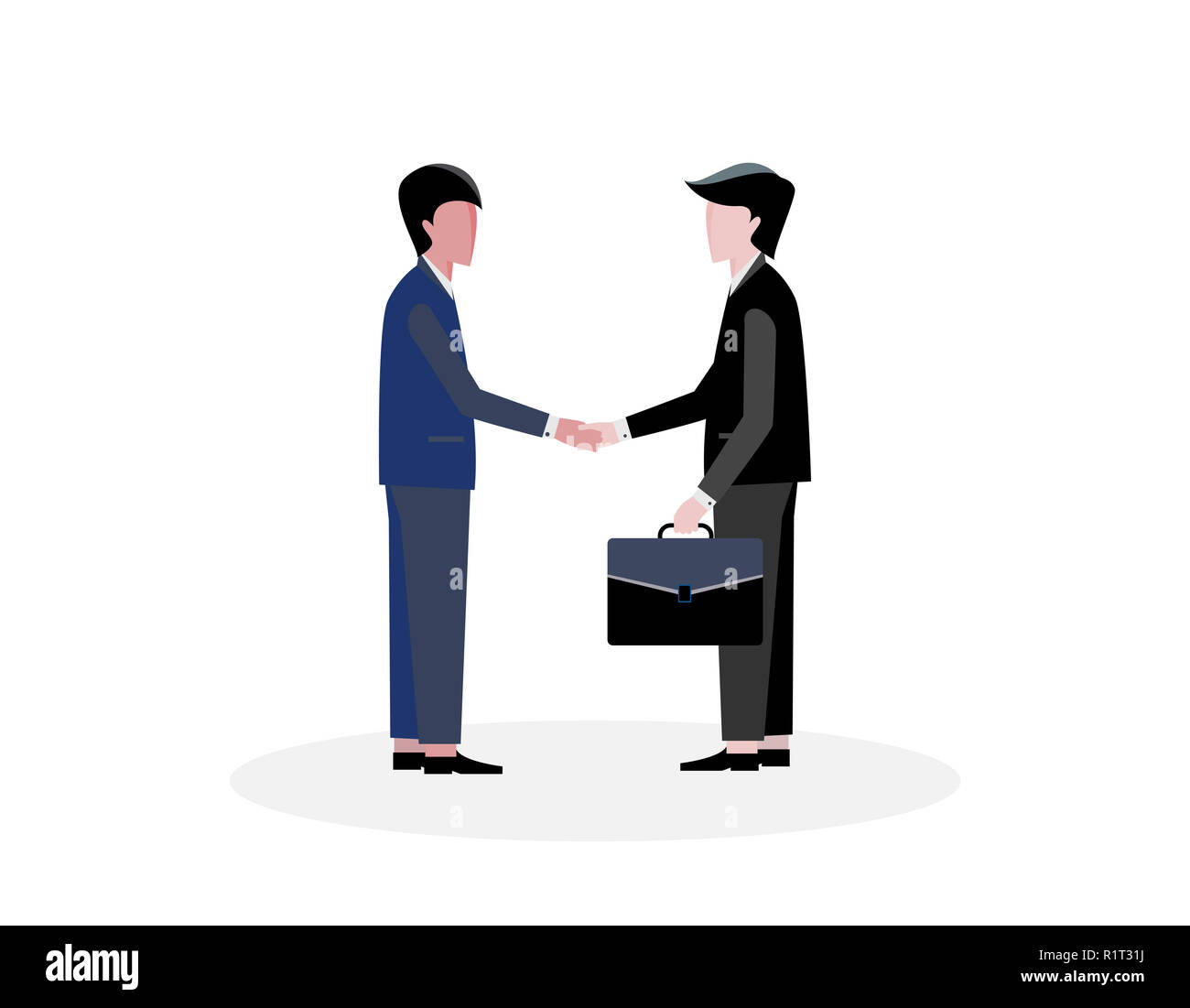 Flat businessman charector design, shake hand for successful business with partnership Stock Photo