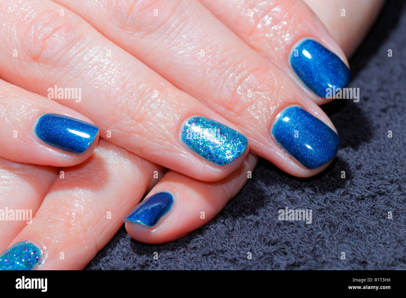 Sparkly Blue and White Marble Nails - wide 2