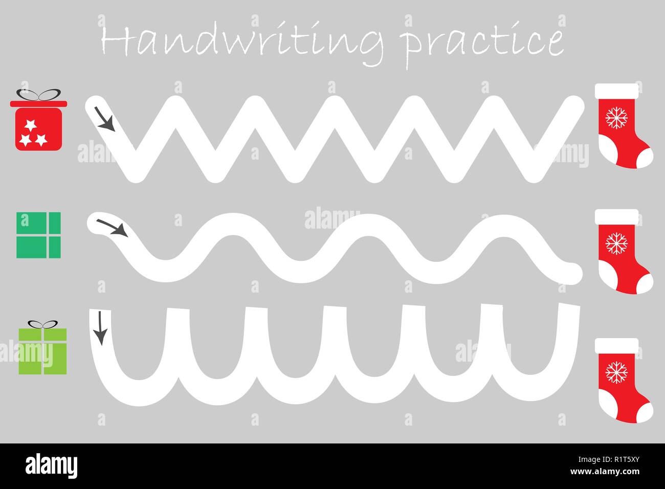 gift Handwriting boxes and practice sheet, christmas theme, ... and gift ... Handwriting theme, sheet, boxes practice christmas