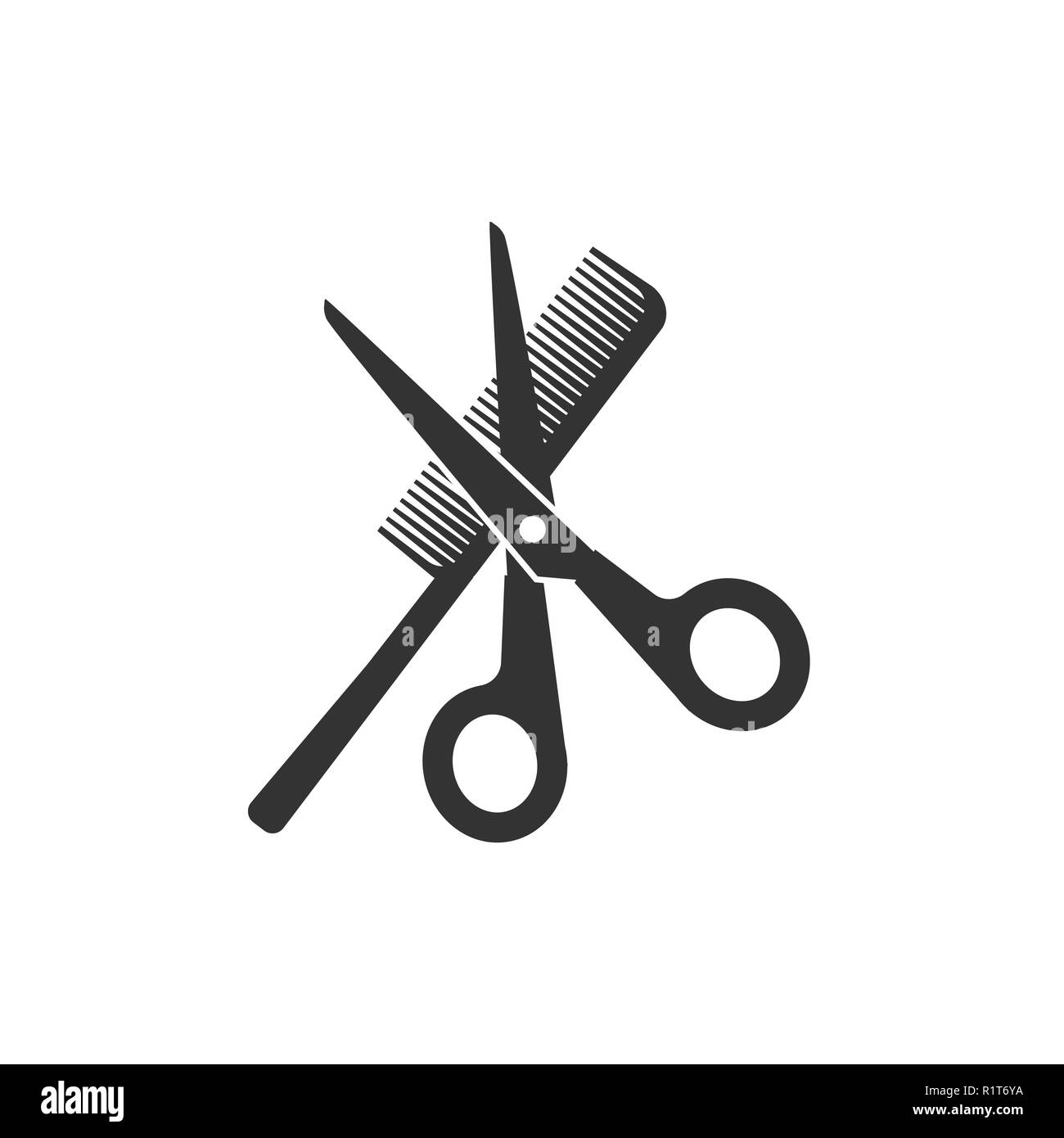 Scissors and comb icon. Vector illustration, flat Stock Vector Image