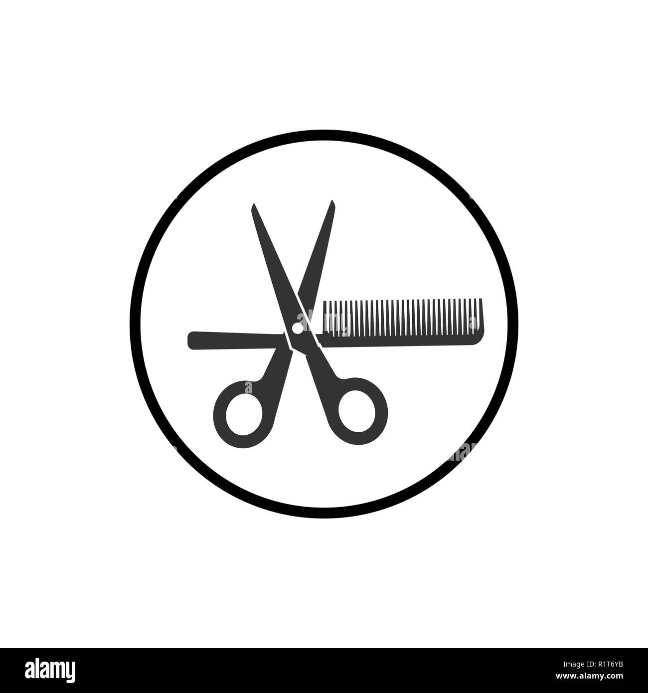 Scissors and comb icon. Vector illustration, flat Stock Vector Image