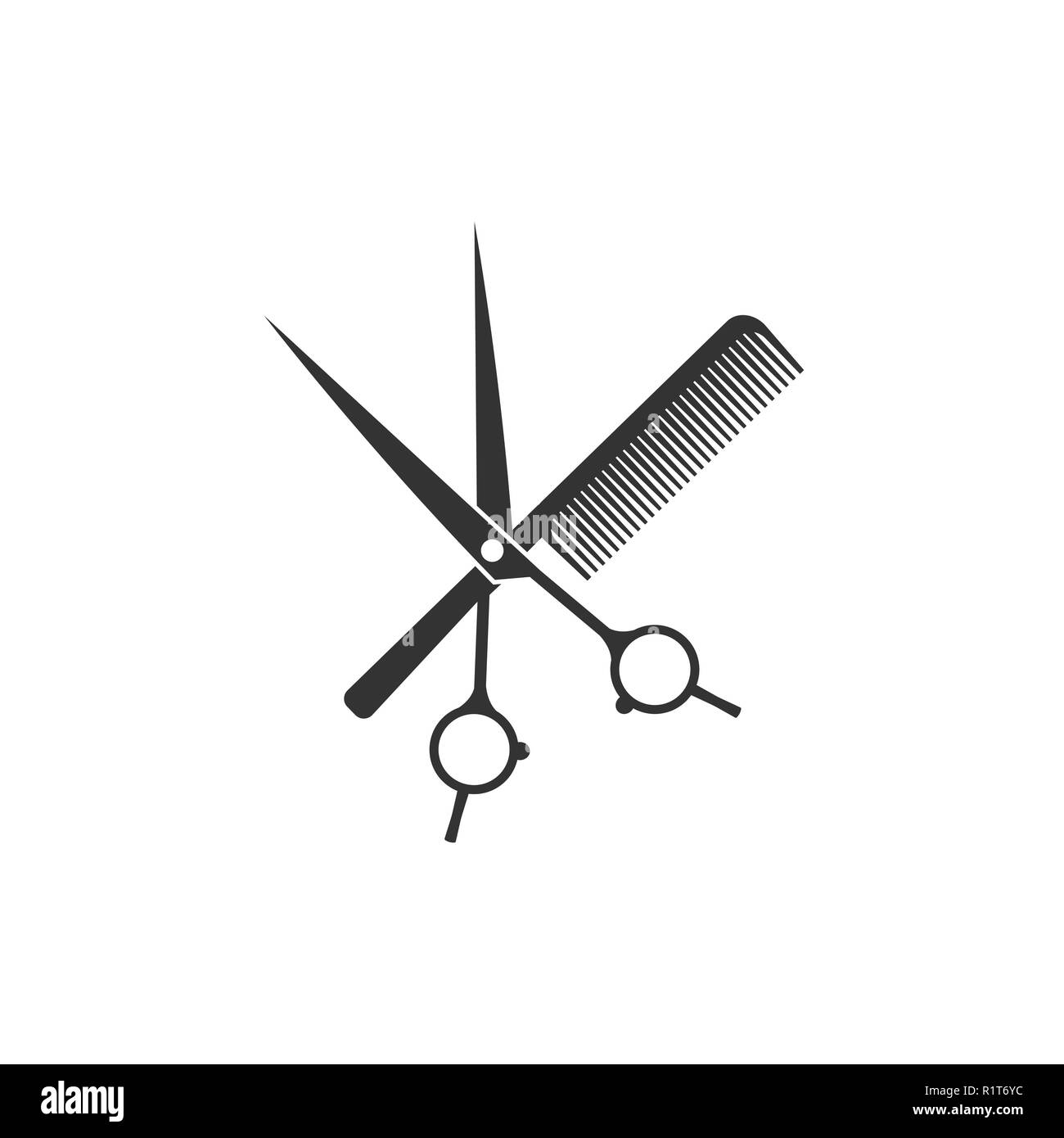 Scissors and comb icon. Vector illustration, flat Stock Vector Image