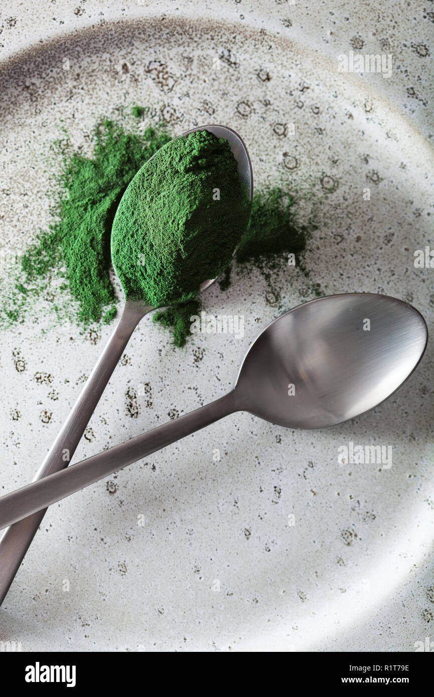 spirulina powder healthy dietary supplement Stock Photo Alamy