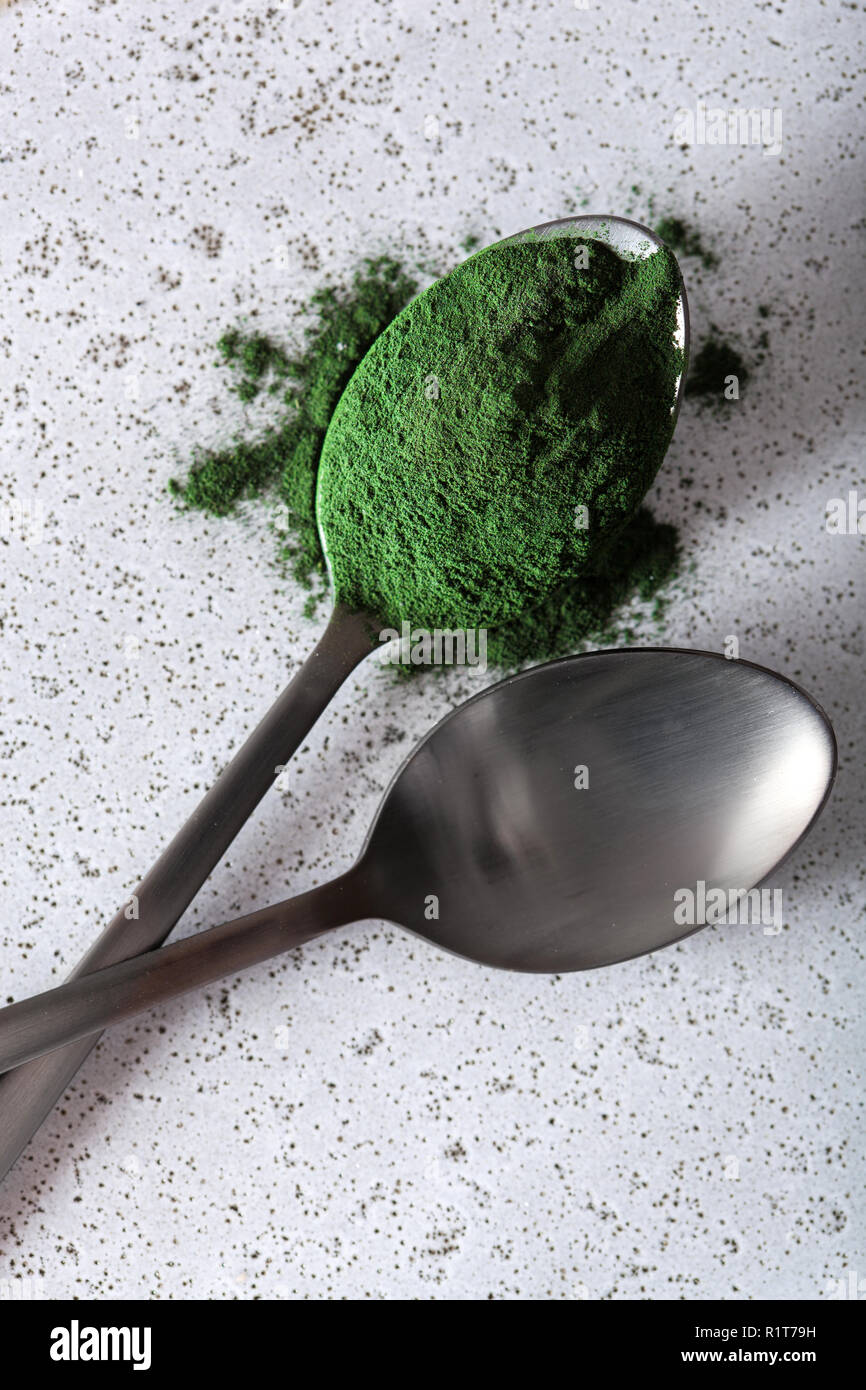spirulina powder healthy dietary supplement Stock Photo Alamy
