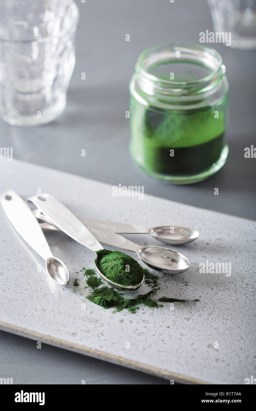 spirulina powder healthy dietary supplement Stock Photo Alamy