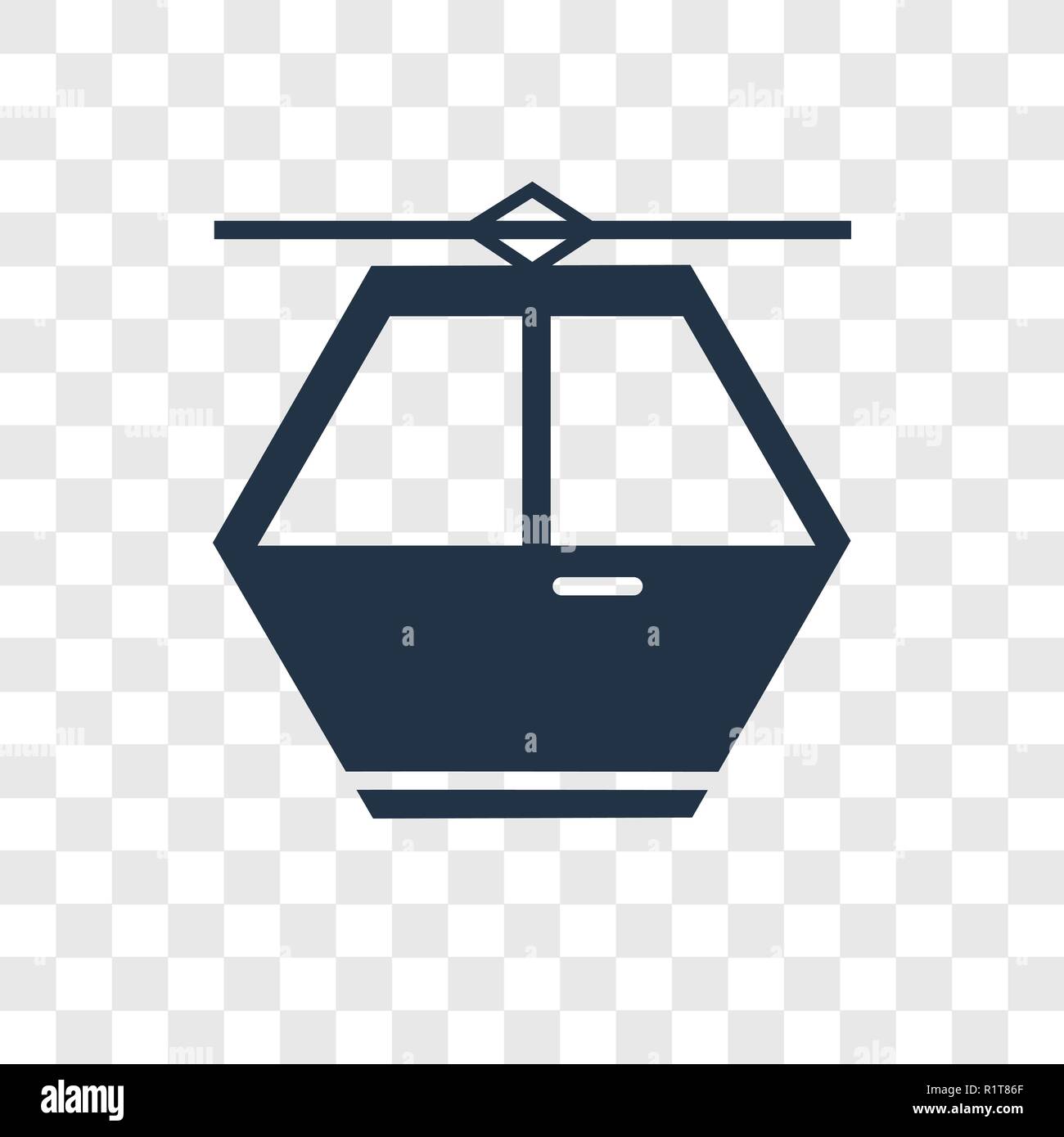 Cable car vector icon isolated on transparent background, Cable car transparency logo concept Stock Vector