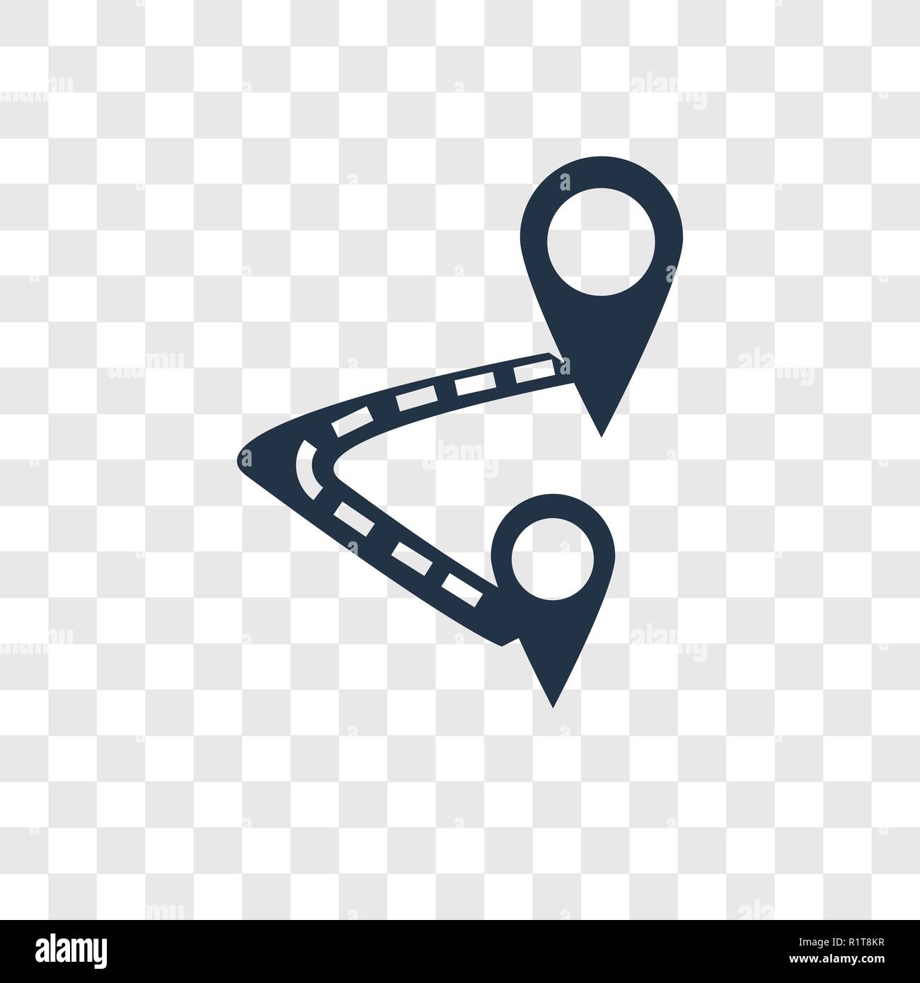 Route vector icon isolated on transparent background, Route
