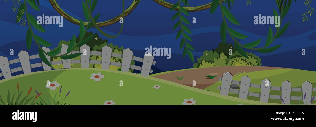Nature landscape at night illustration Stock Vector Image & Art - Alamy