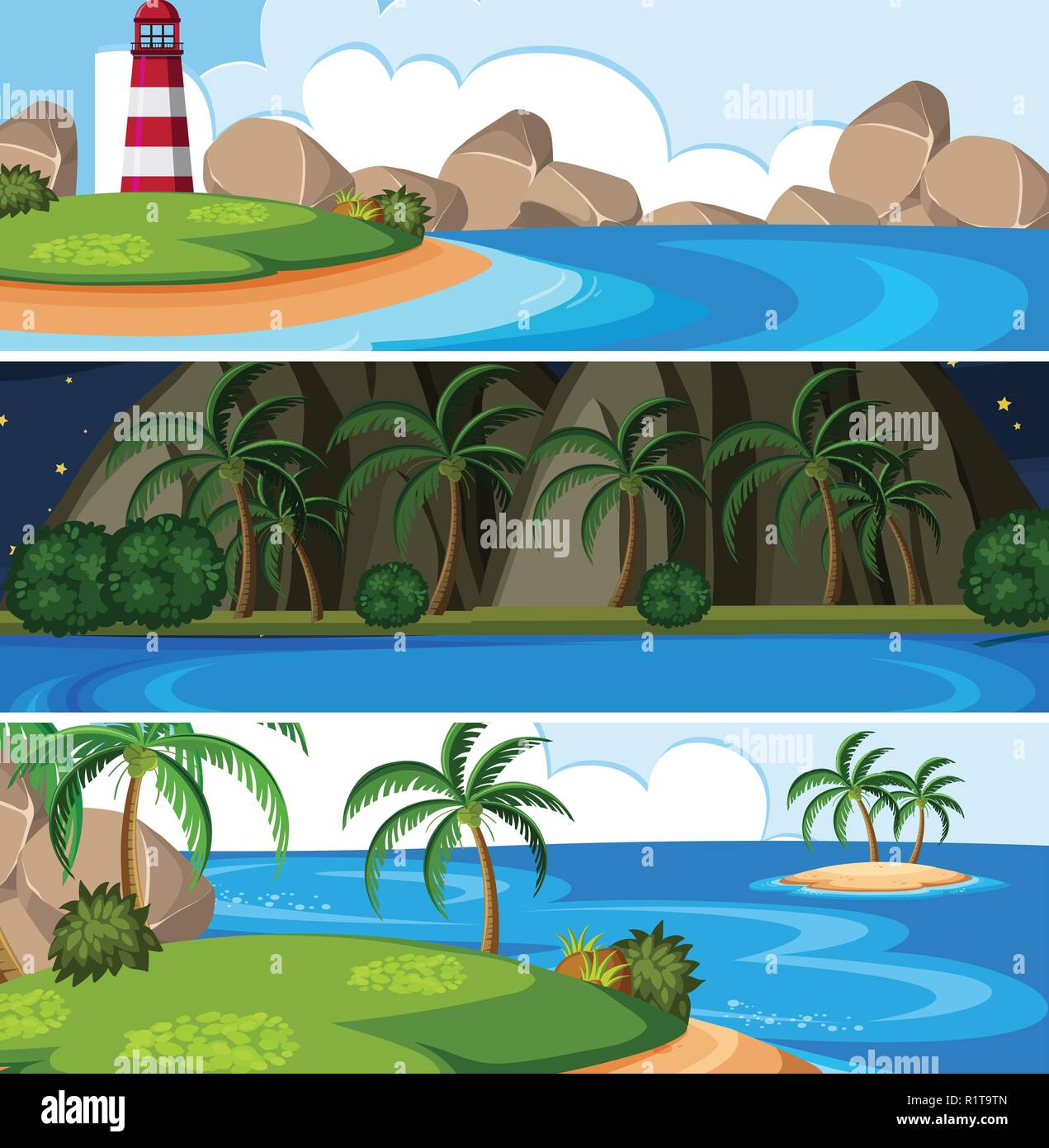 Set of island landscape illustration Stock Vector Image & Art - Alamy
