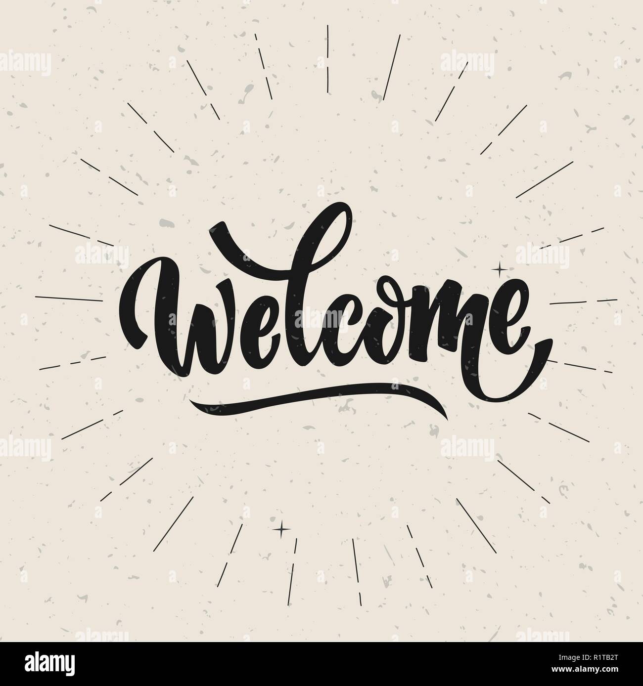 welcome lettering text. Modern calligraphy style illustration Stock ...