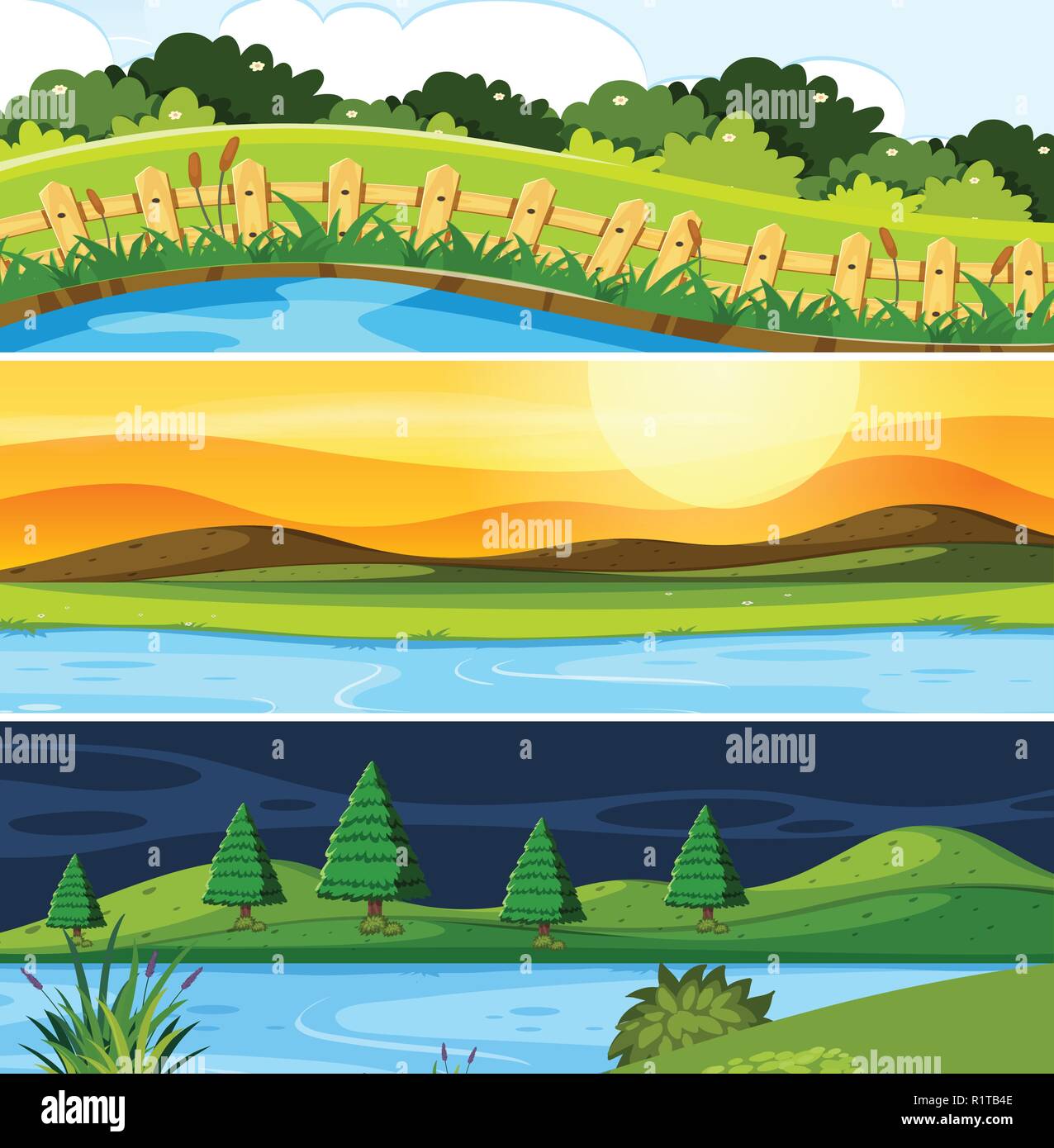 Set of nature landscape illustration Stock Vector Image & Art - Alamy