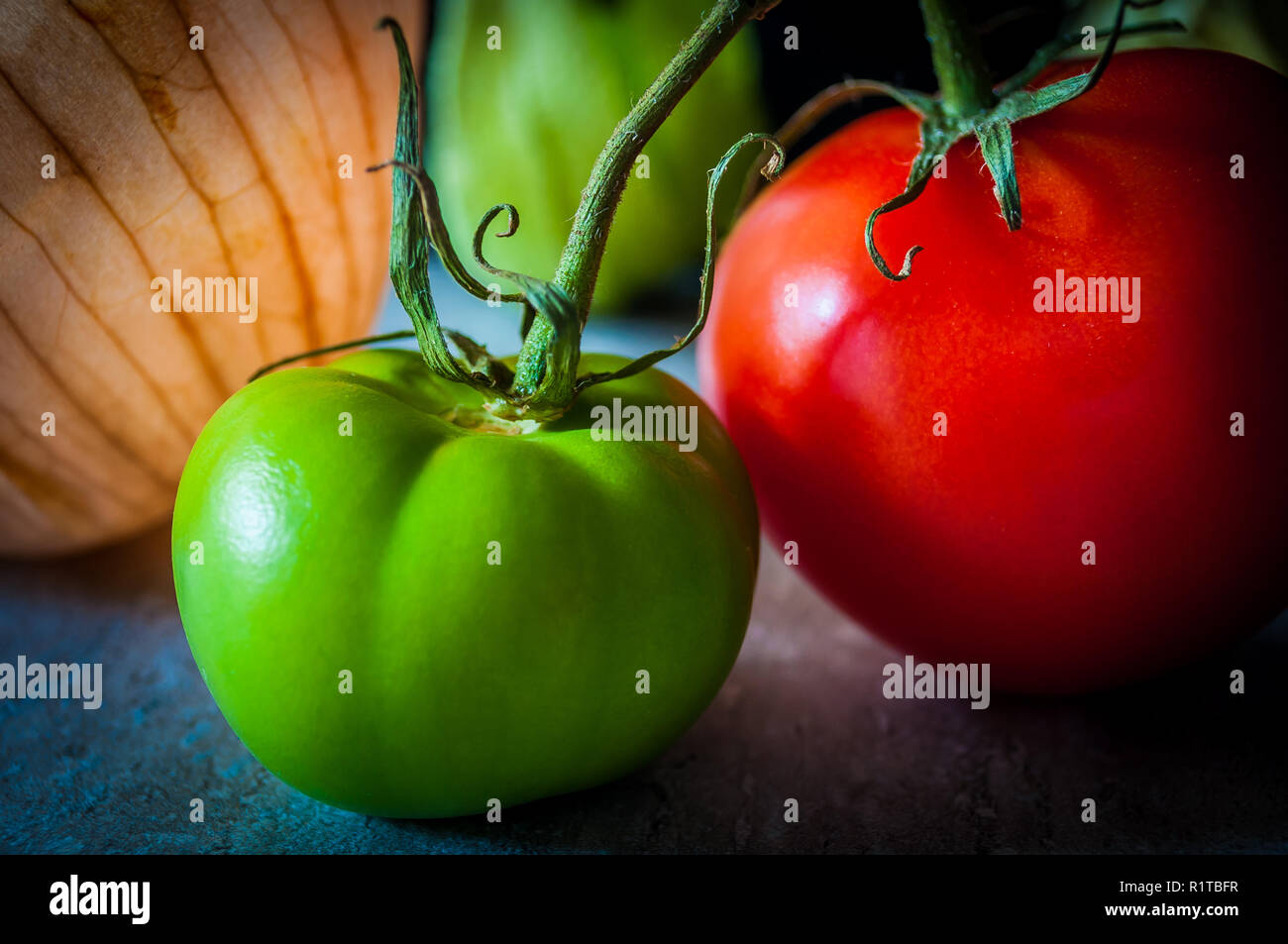 Tomatoes and tomatillo Stock Photo Alamy