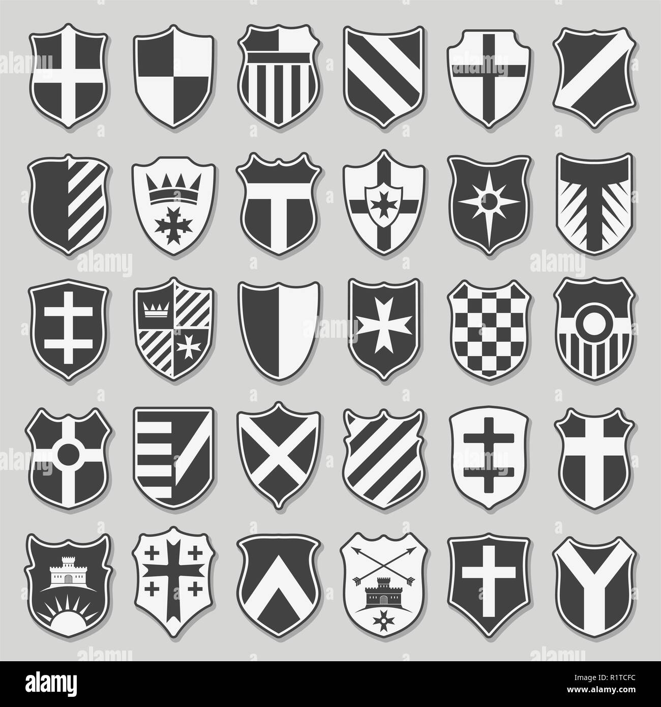 Set of heraldic shields Stock Vector