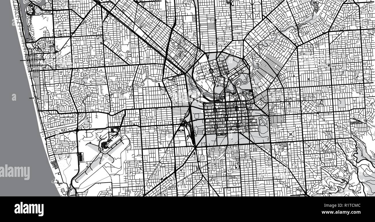 Urban vector city map of Adelaide, Australia Stock Vector