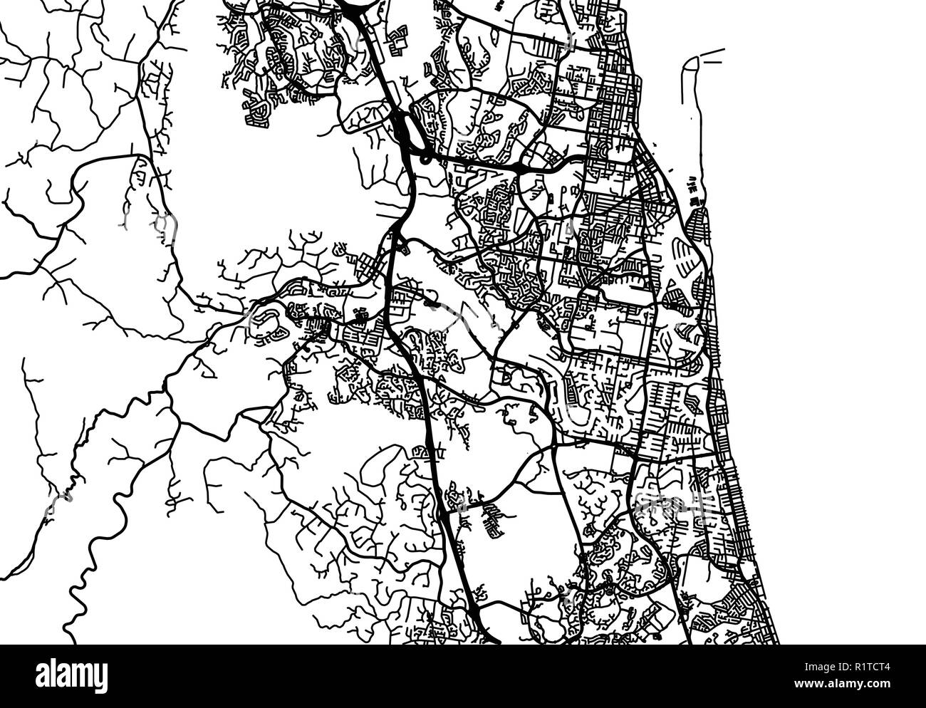 Urban vector city map of Gold Coast, Australia Stock Vector