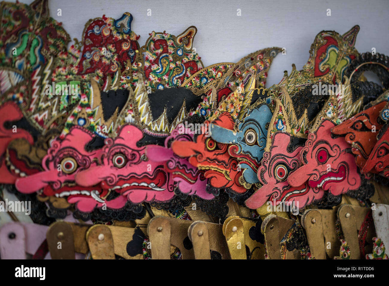 Jyogakarta, Indonesia 07-26-2015. Indonesian shadow puppets in yogakarta Stock Photo