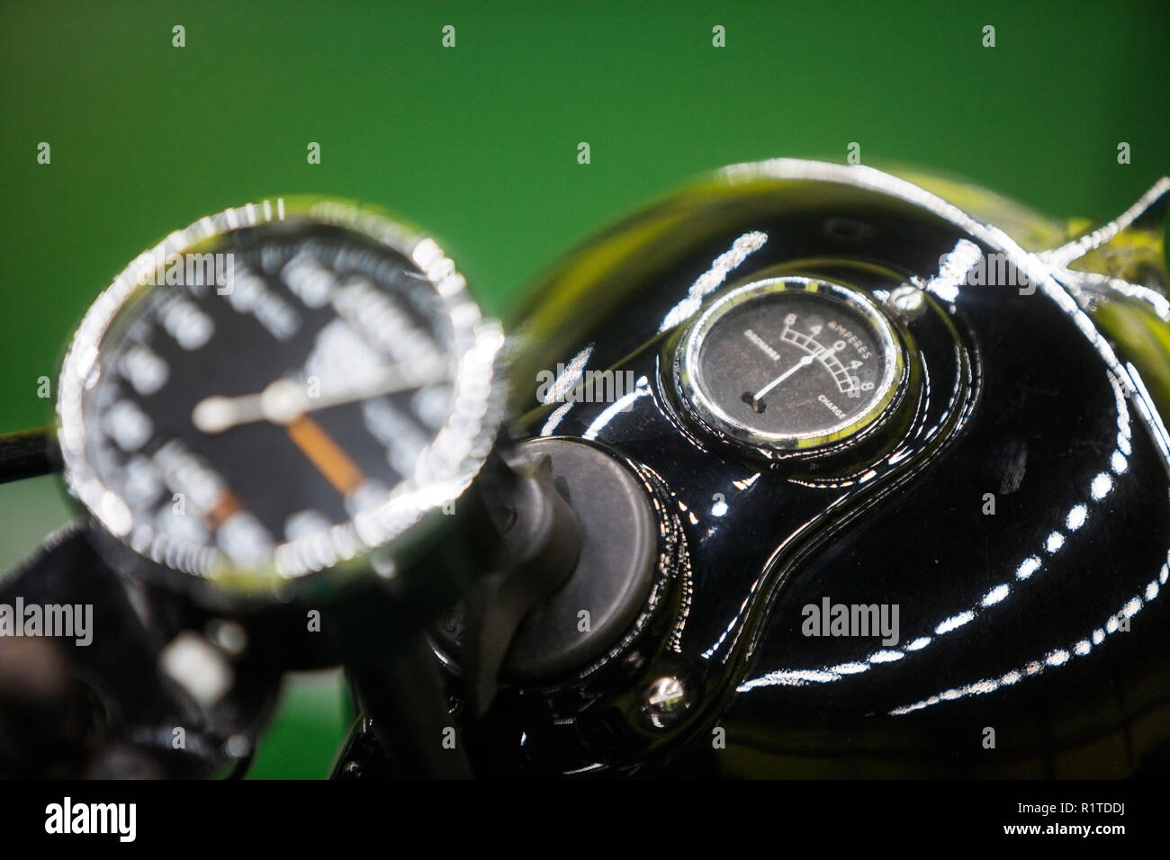 Analog amp meter on a vintage motorcycle Stock Photo Alamy