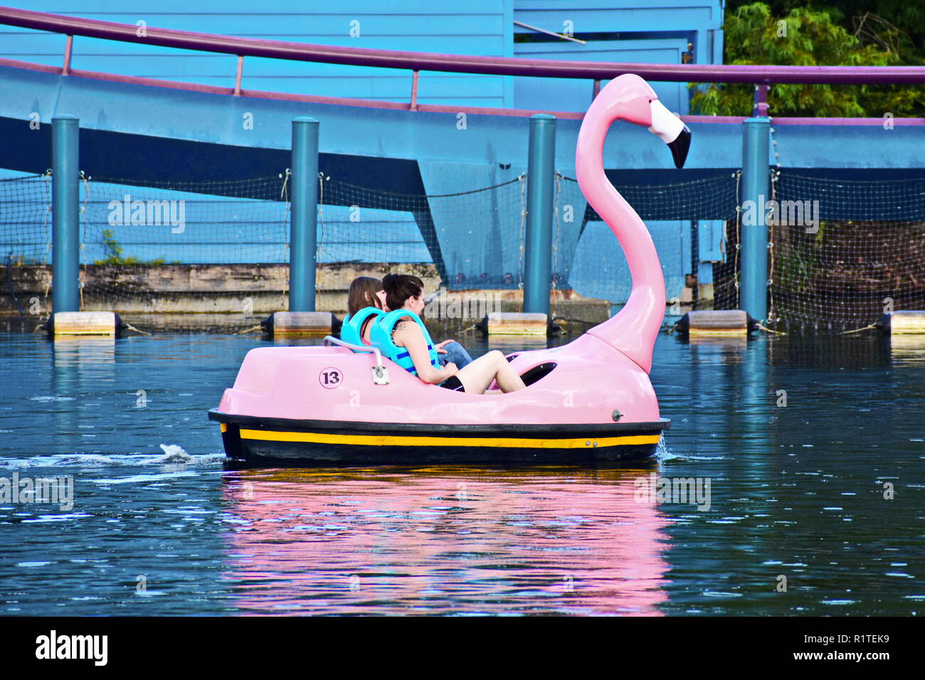 Orlando, Florida. September 29, 2018. Friends relaxing on paddle ...