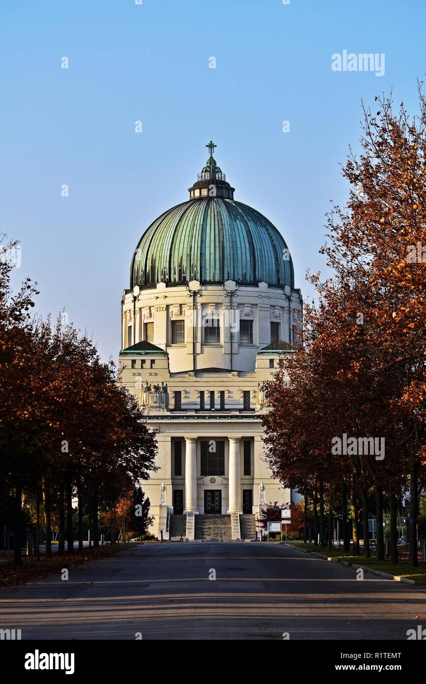 Church in the Zentralfriedhof in Vienna, Austria on an autumn day Stock Photo