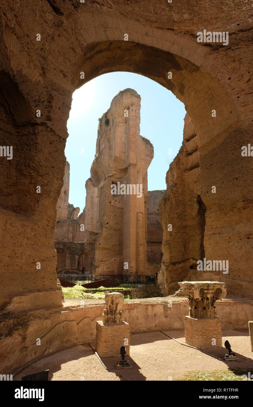 Ruins of the Baths of Caracalla (Terme di Caracalla) in Rome, a very important bath of Roman Empire. Stock Photo