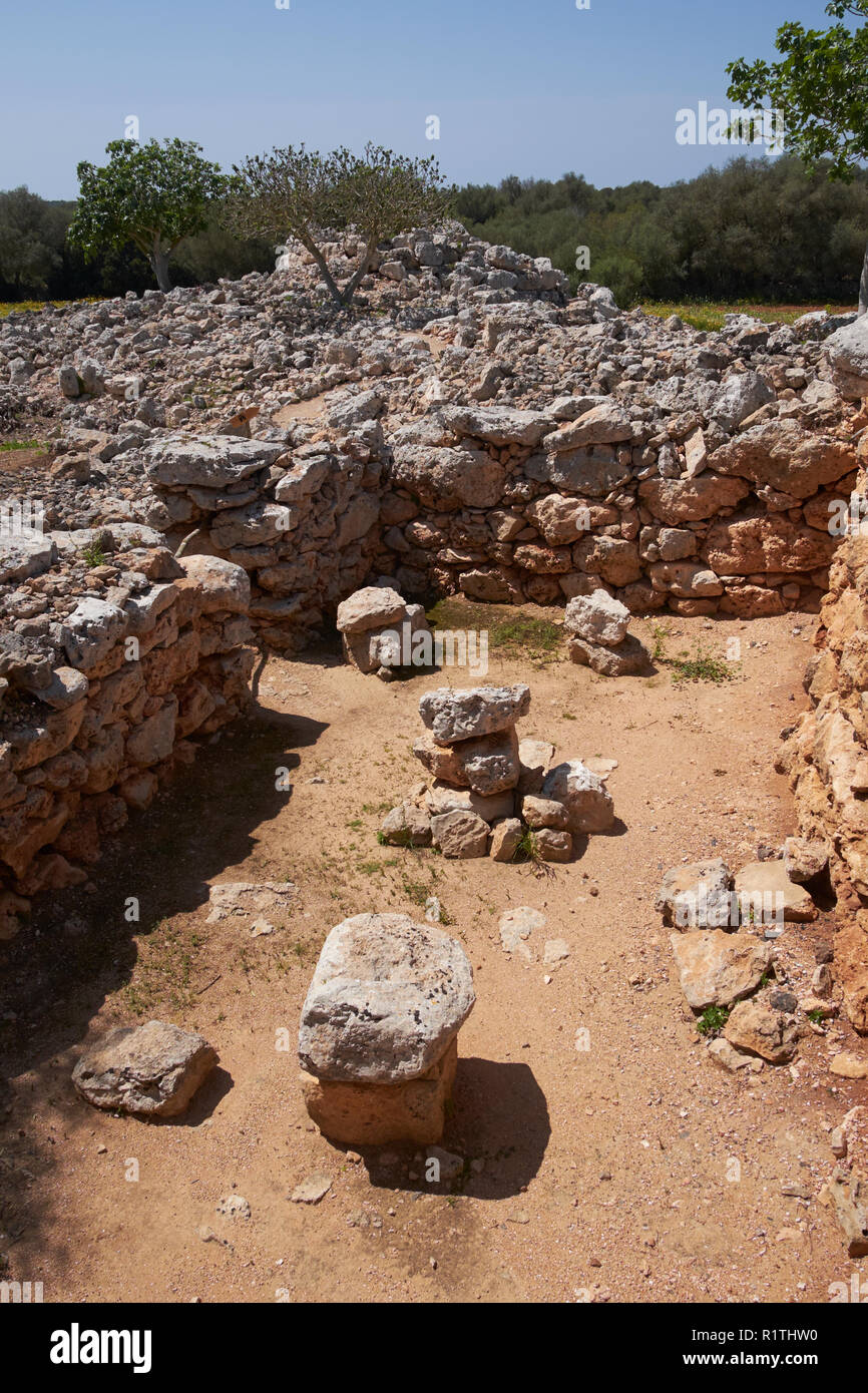 The Bronge AgeTalaiotic site at Capocorb Vell, Llucmajor, Majorca, Balearic Islands, Spain. Stock Photo