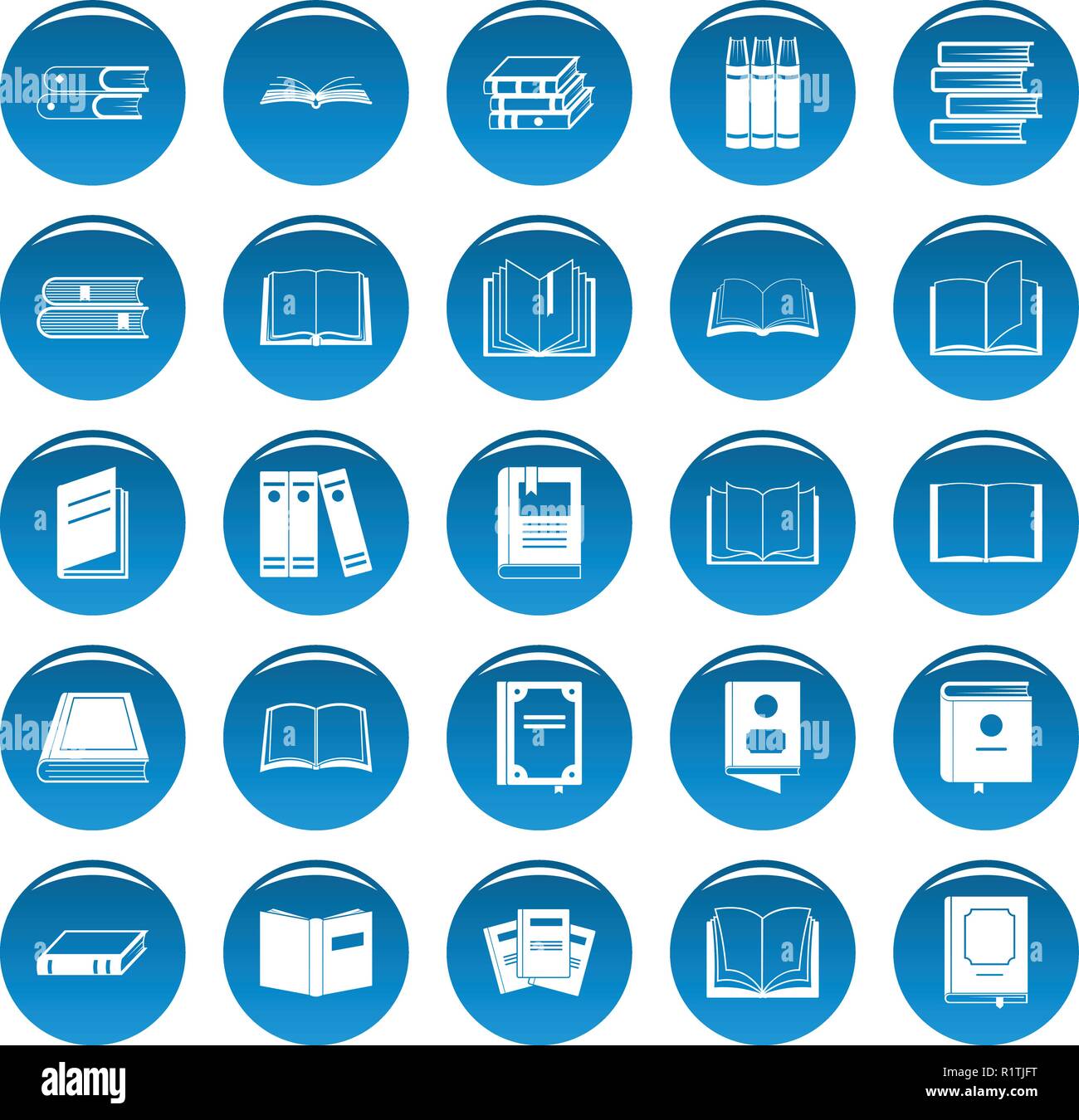 Book icons set blue. Simple illustration of 25 book vector icons for ...