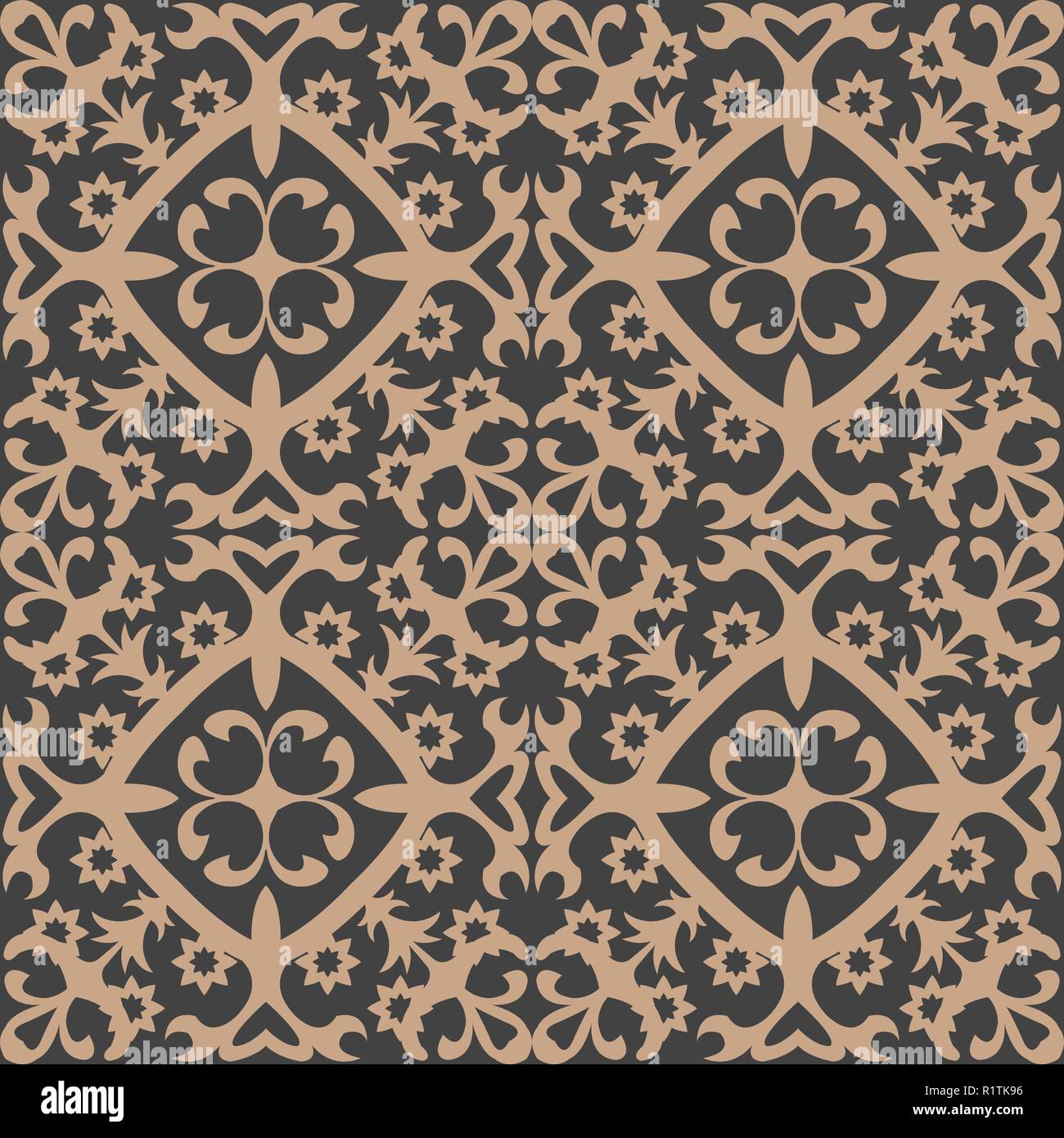 Vector damask seamless retro pattern background spiral botanic garden ...