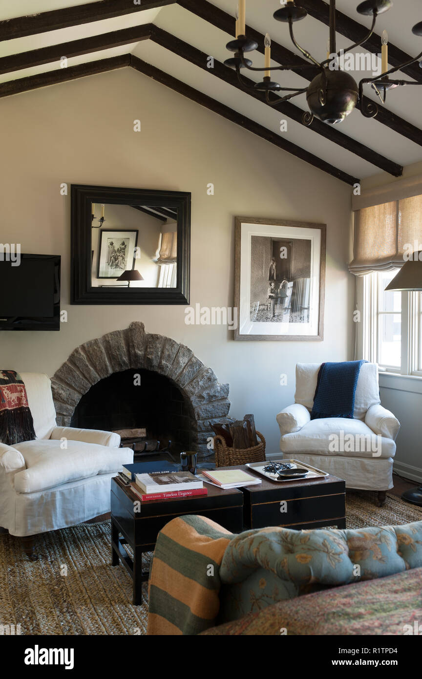 Fireplace In Country Style Bedroom Stock Photo 224893904 Alamy