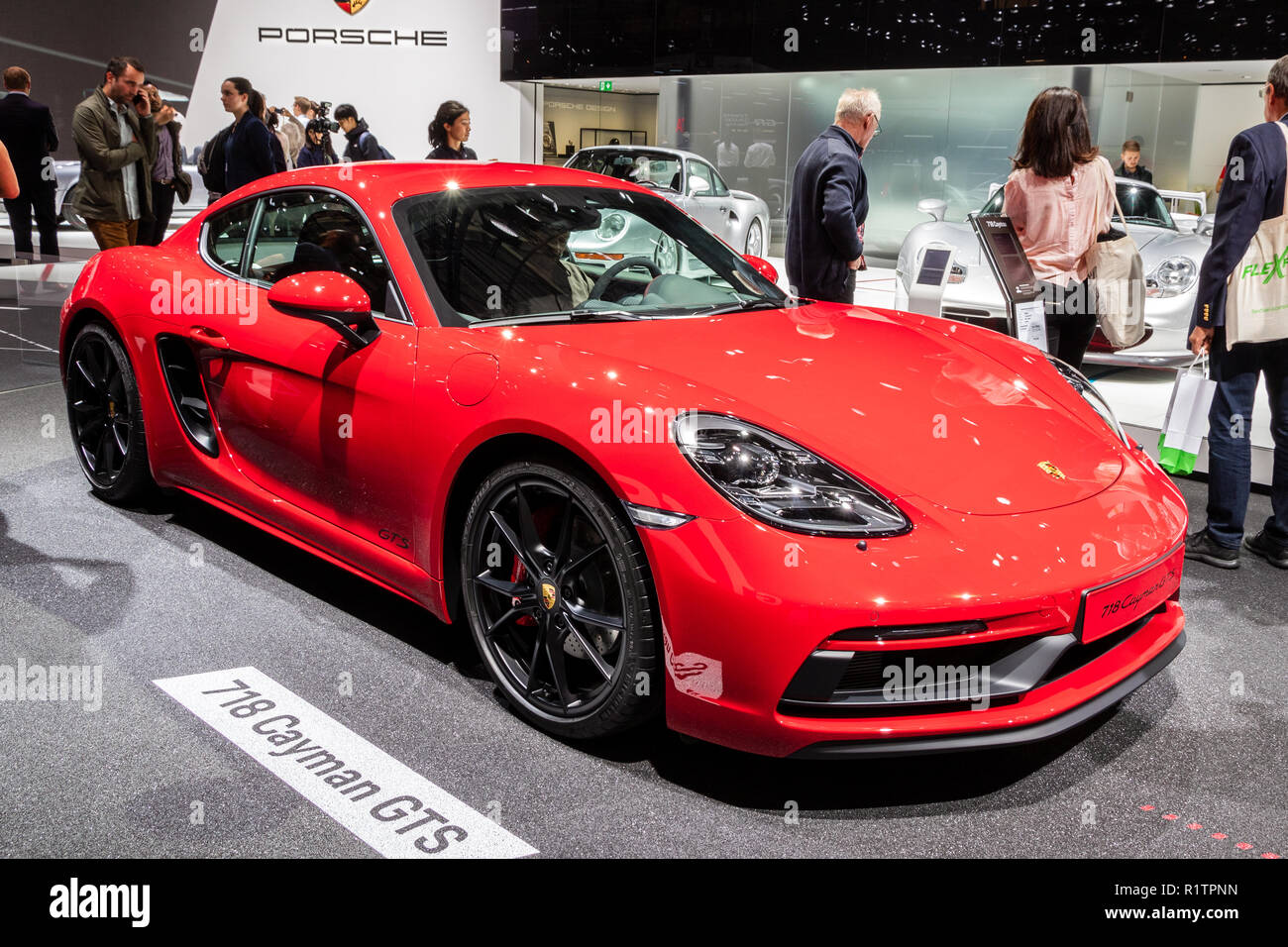 PARIS - OCT 3, 2018: New Porsche 718 Cayman GTS sports car showcased at the  Paris Motor Show Stock Photo - Alamy