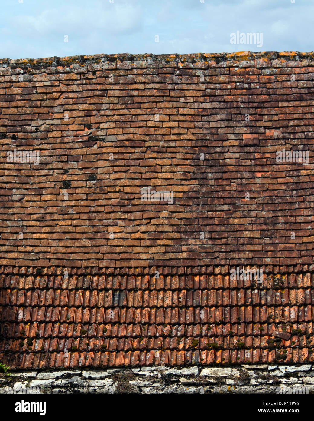 Rustic French roof tile textures Stock Photo