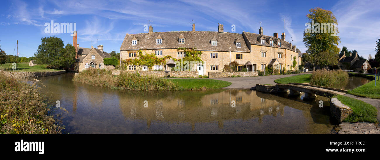 Stitched Panorama Of The Idyllic Cotswold Cottages In Early Autumn