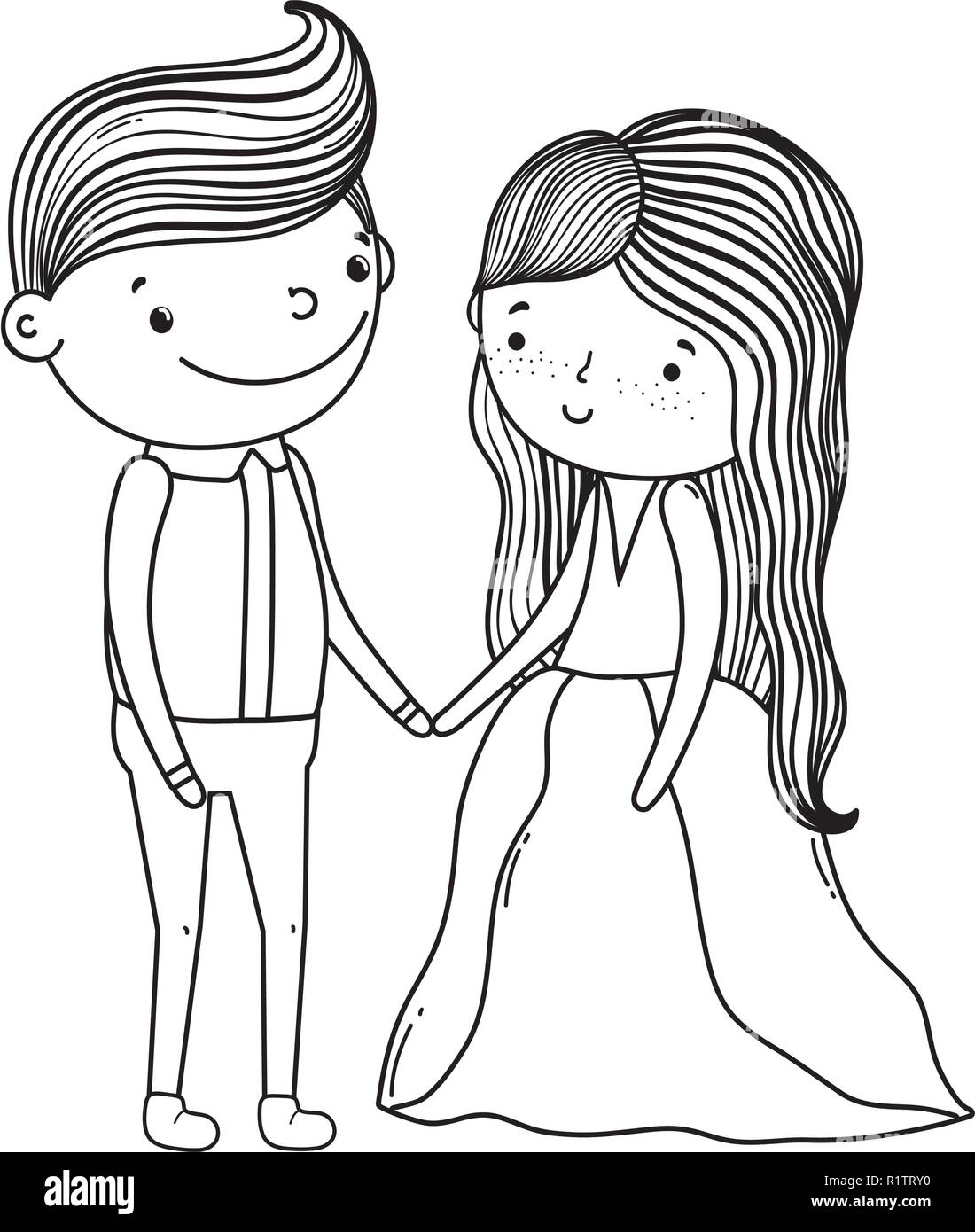 Illustration Cute Couple In Traditional High Resolution Stock