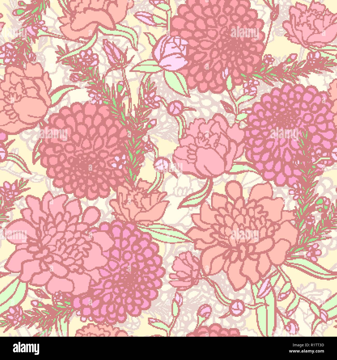 Floral background. Peonies. Flower pattern. Stock Vector