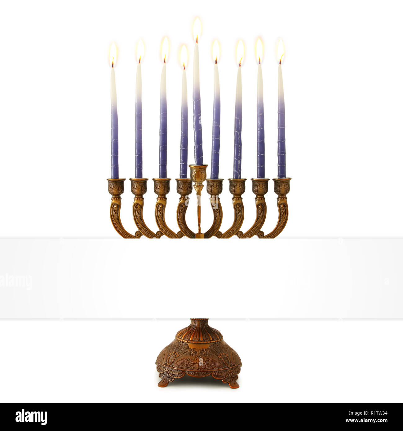 image of jewish holiday Hanukkah with menorah (traditional candelabra