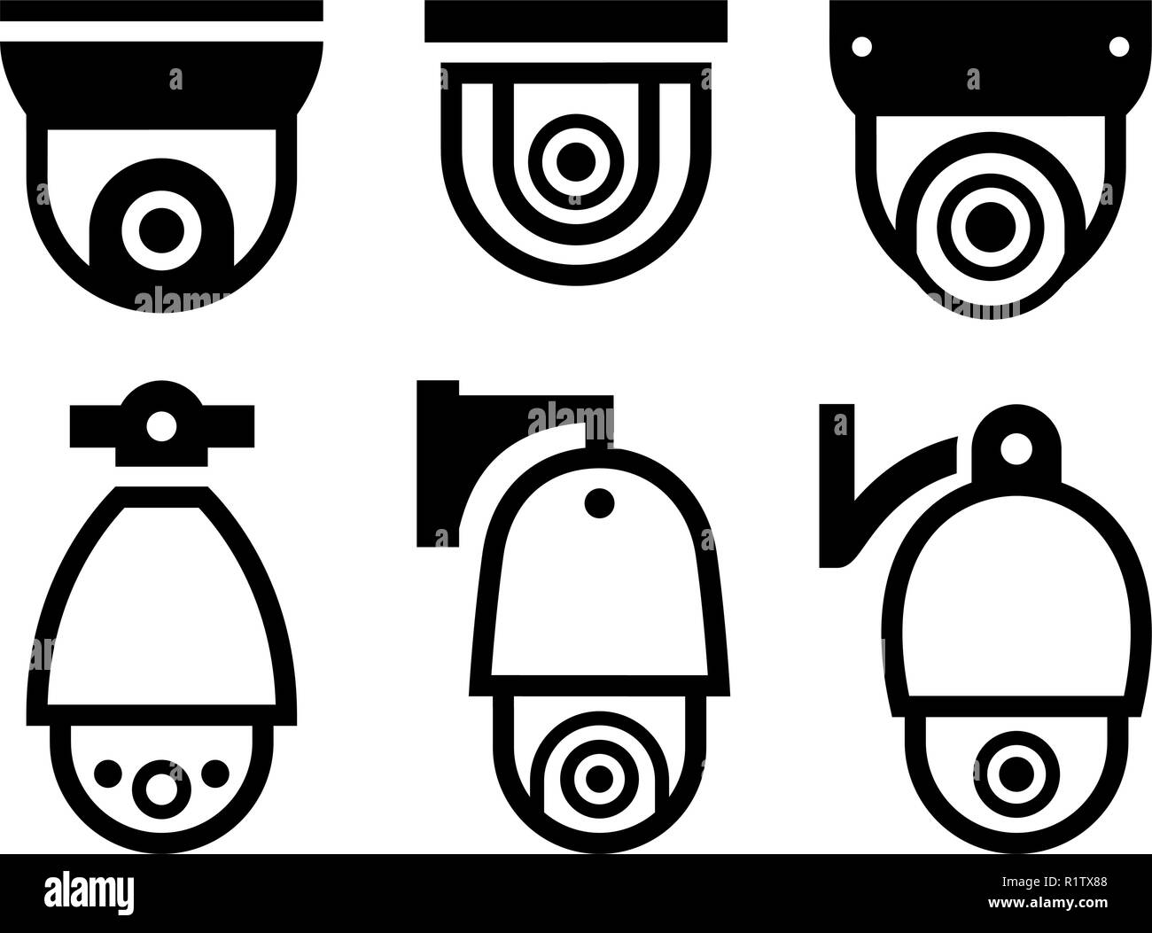 Video surveillance new black set symbols vector Stock Vector Image ...