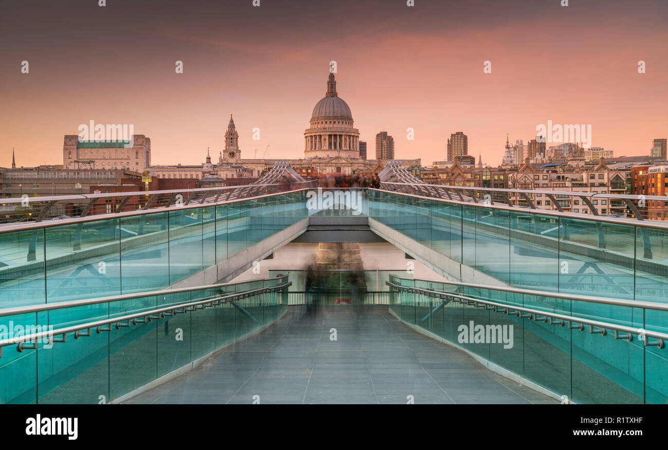 The Millennium Bridge with St. Paul's Cathedral in the Background Stock Photo