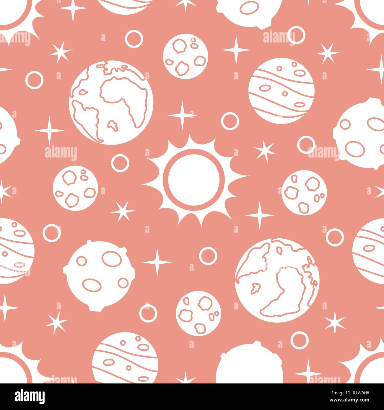 Seamless pattern with sun, planets, stars. Space exploration. Astronomy ...