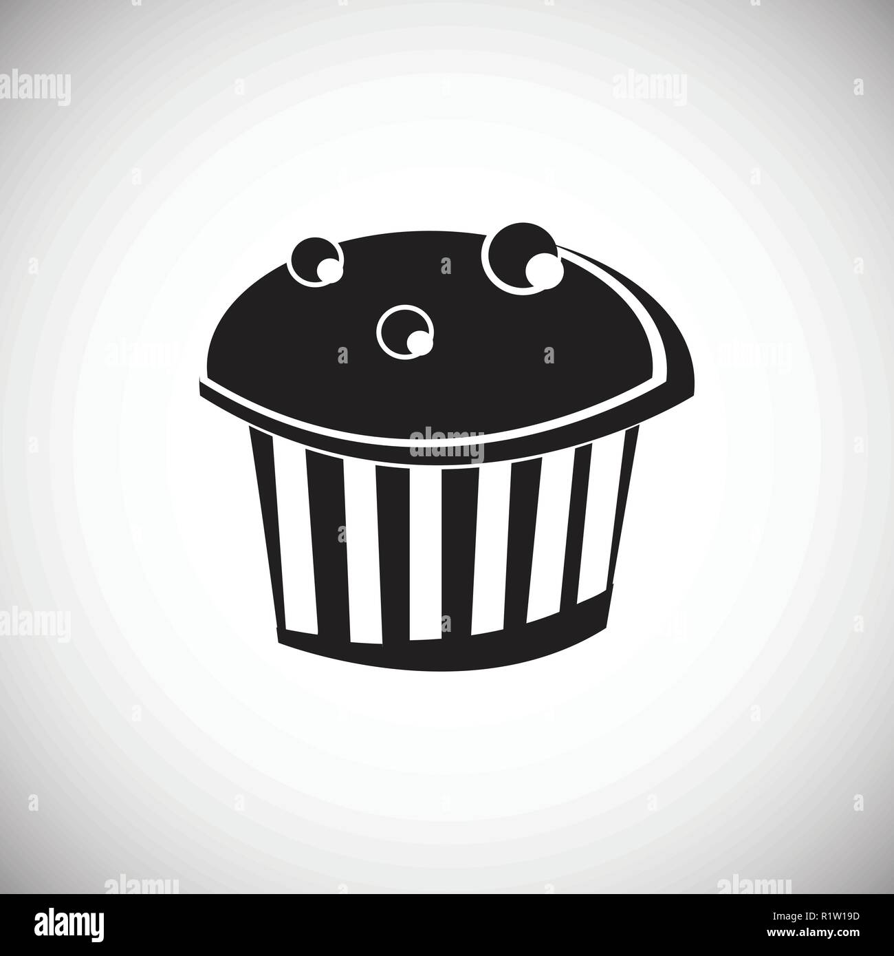 Muffin with berries on white background Stock Vector
