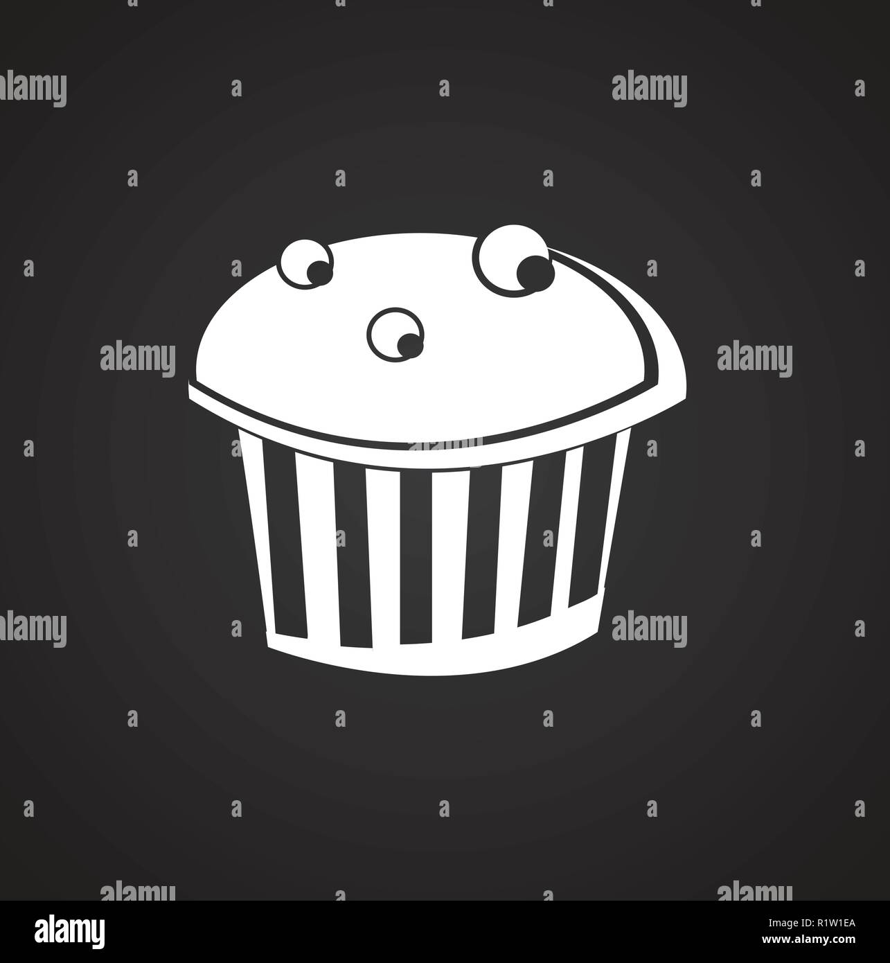 Muffin with berries on black background Stock Vector
