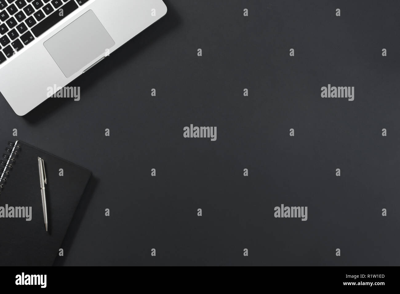 Laptop on black background copyspace textspace socialmedia Stock Photo