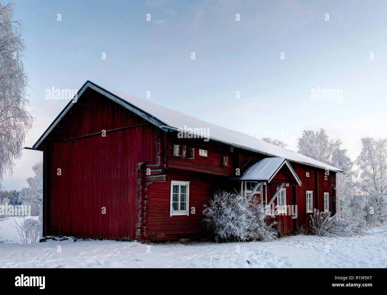 House in a frozen Finnish landscape near Kurjenrahka national park, Finland  Stock Photo - Alamy