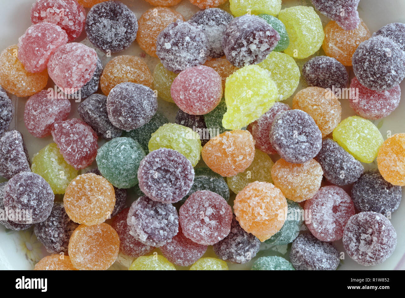 Bowl of Jelly Tots, sugary sweets Stock Photo
