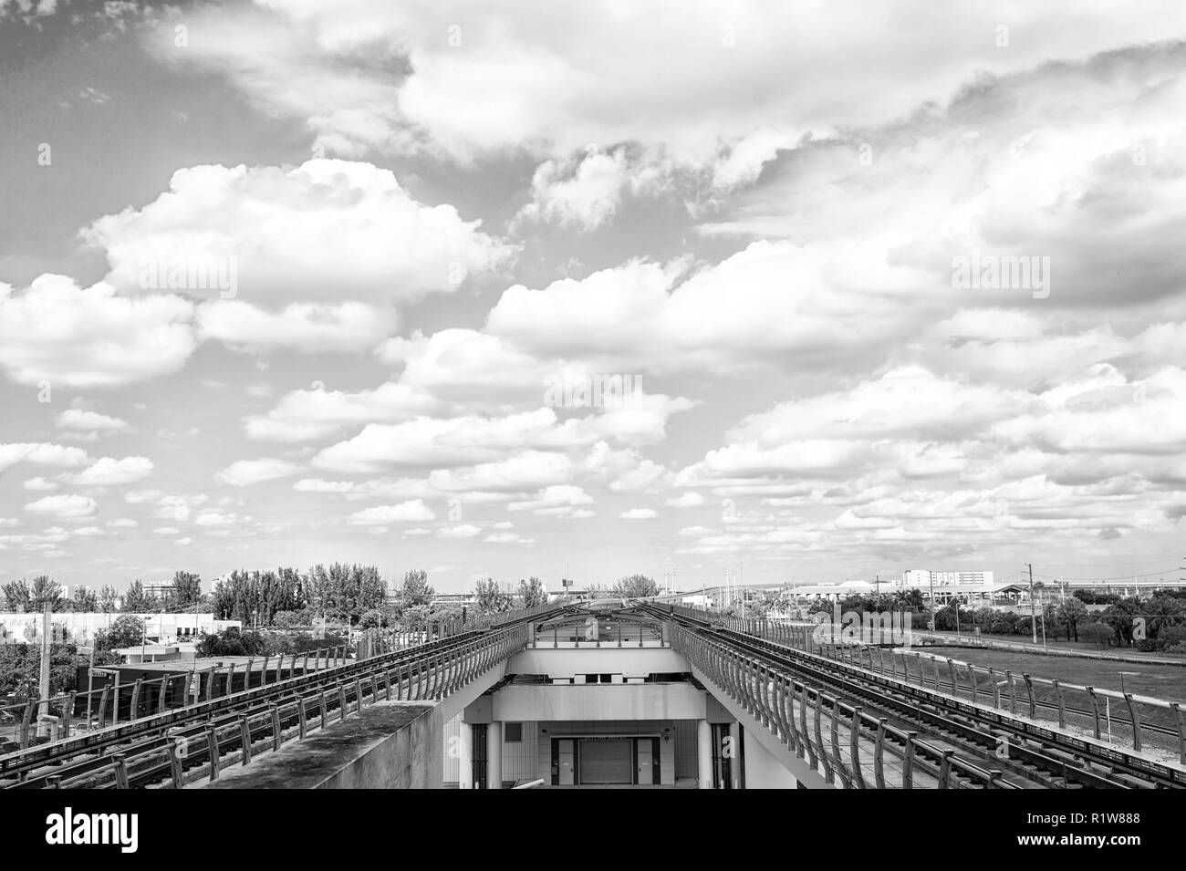 Metro rail or metro rail transit system in miami, usa. Metropolitan