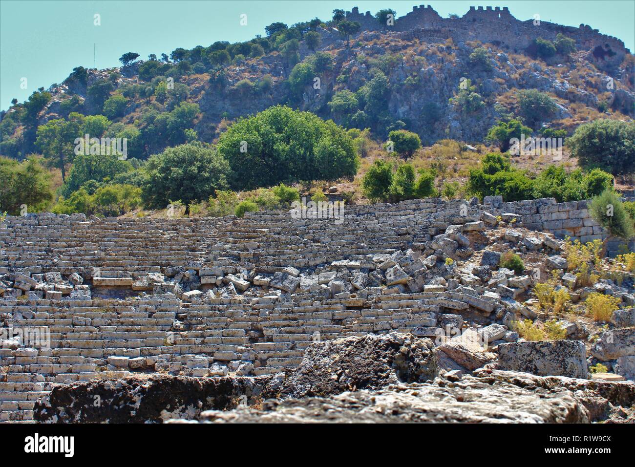 The ruins of the ancient city of Kaunos, near Dalyan, Turkey. Stock Photo