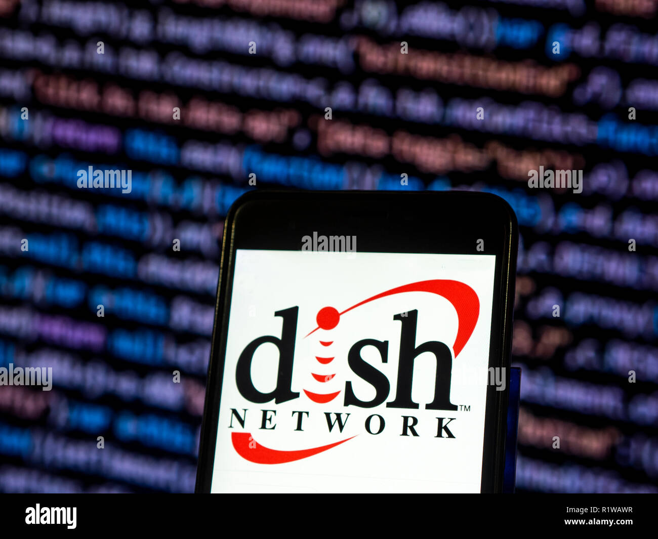 Dish Network Satellite television company logo seen displayed on ...
